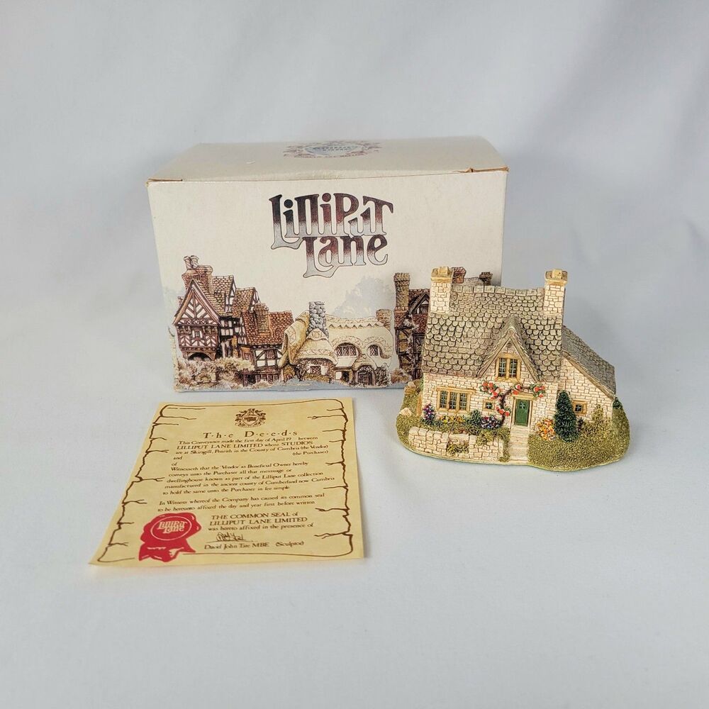 Lilliput Lane "Tillers Green" Vintage 1991 Miniature Cottage House w/ Box & Deed